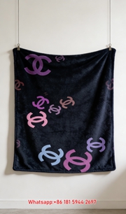 Multicolor Gradient Chanel Logo Flannel Throw Blanket IMG_7278